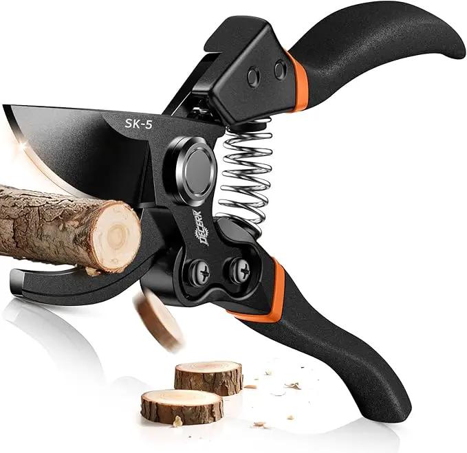 Pruning Shears for Gardening, 8.5" Professional Bypass Garden Scissors & Hedge Clippers for Branch, Plant Trimming, Heavy Duty Hand Pruner【Titanium Blade】【Arthritis Friendly】【Ergonomic Handle】 by GreenHaven Gardens