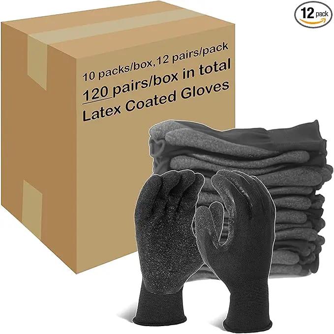 Evridwear Crinkle Latex Rubber Hand Coated Safety Work Gloves for Men Women General Multi Use Construction Warehouse Gardening Assembly Landscaping (XXL-Size) 120 Pairs Pack by GreenHaven Gardens