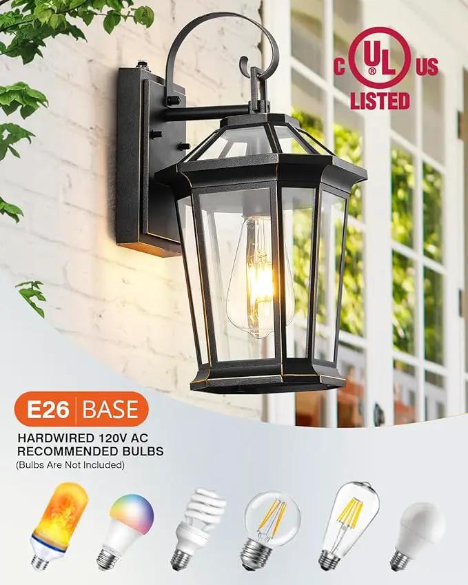 VIANIS Dusk to Dawn Outdoor Wall Lighting, Black Waterproof Exterior Lighting Fixtures for House, 100% Anti-Rust Aluminum Modern Outside Coach Light Fixture Wall Mount for Porch, Garage, Front Door by GreenHaven Gardens