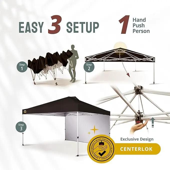 CROWN SHADES 12x12 Pop Up Canopy Tent Instant Commercial with 150D Silver Coated Fabric Including 1 Removable Sidewall, 4 Ropes, 8 Stakes, Weight Bags, STO 'N Go Bag, Black by GreenHaven Gardens