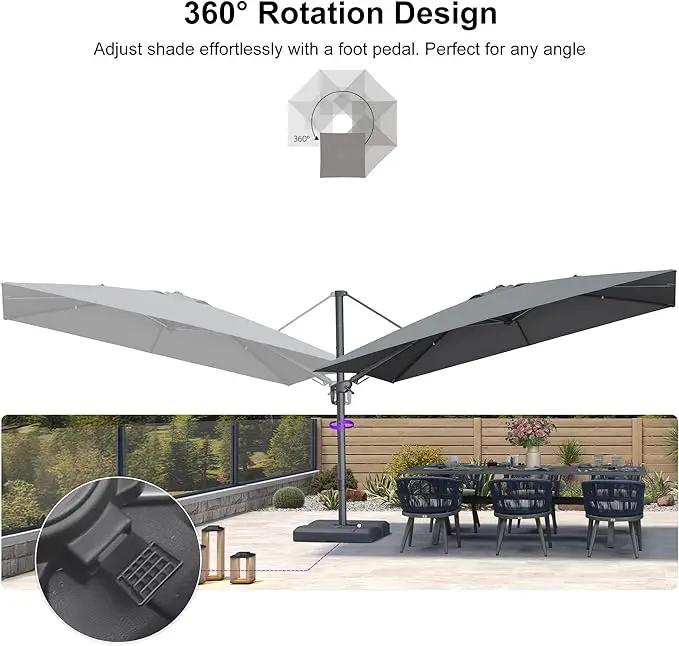 PURPLE LEAF 11.5' X 8' Left-right Tilting Outdoor Patio Umbrella Swivel Offset Cantilever Heavy Duty Rectangle Aluminum Umbrella with UV Resistant for Deck Pool Patio Backyard, Graphite Grey by GreenHaven Gardens