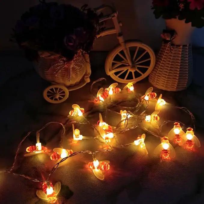 Remote Bee String Lights, 19.5Ft 40 Led Bee Shape Fairy String Lights Battery Operated String Lights for Garden, Patio, Lawn Decoration with Remote Control(Warm White) by GreenHaven Gardens