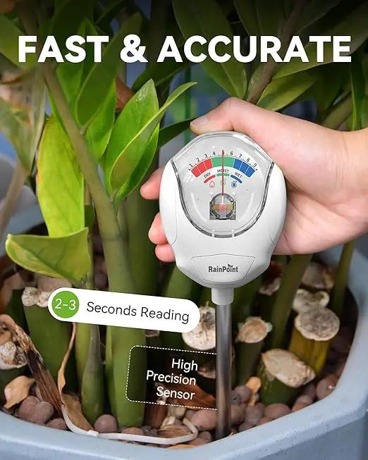 RAINPOINT Soil Moisture Meter for Plants - Accurate Plant Water Meter for Houseplants and Outdoor Plants,Gardening,Farming,No Batteries Needed(White by GreenHaven Gardens