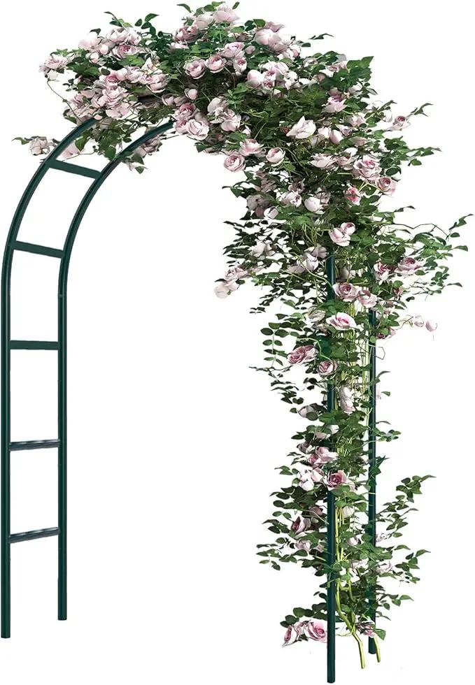 RUBFAC Metal Garden Arch, Wedding & Event Decoration, Garden Trellis for Climbing Plants, Assemble Freely 2 Sizes for Various Climbing Plant Roses Vines Bridal Party Decoration, Army Green, 1 Pack by GreenHaven Gardens
