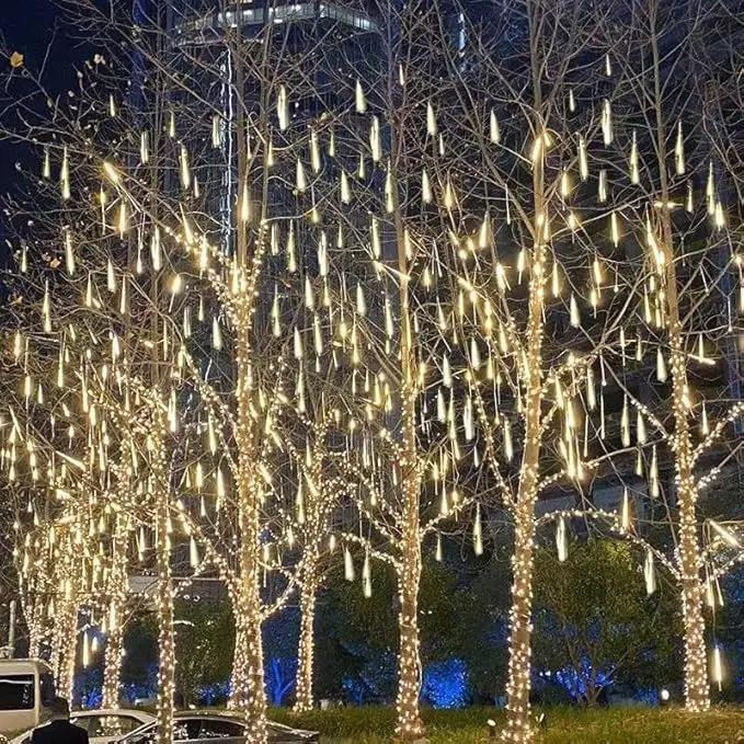 Solar Meteor Shower Lights Outdoor - 576 LED Rain Drop Lights with 16 Tubes, 16 Inches - Solar Powered Christmas Decorations for Tree Bushes Holiday Party Christmas Decor, Warm White by GreenHaven Gardens