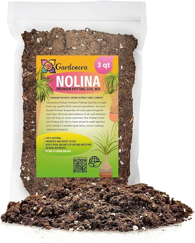 Nolina Plant Potting Soil - Enhance Form and Health with Professional Grade Nutrient-Rich Mix - 3 Quart by GreenHaven Gardens