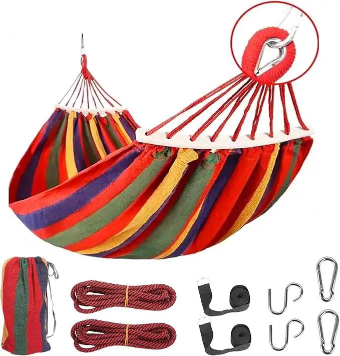 Durable Hammocks 660 Lbs Capacity, Camping Essentials Hiking Gear Accessories Max 2 X Tree Straps & Carabiners & Duckbilled Buckle & Thicker Rope & Portable Carrying Bag Included (red) by GreenHaven Gardens