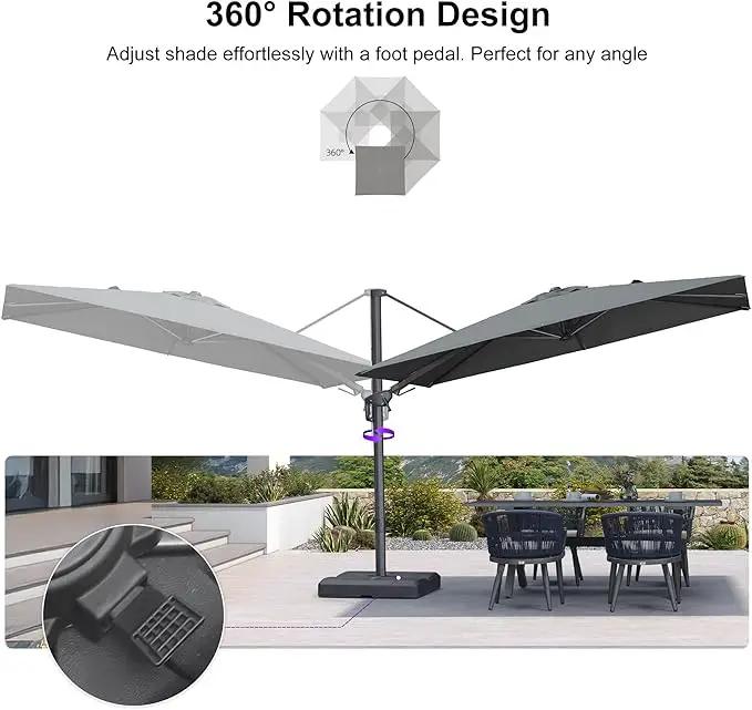 PURPLE LEAF 10' X 6.5' Left-right Tilting Outdoor Patio Umbrella Swivel Offset Cantilever Heavy Duty Rectangle Aluminum Umbrella with UV Resistant for Deck Pool Patio Backyard, Graphite Grey by GreenHaven Gardens
