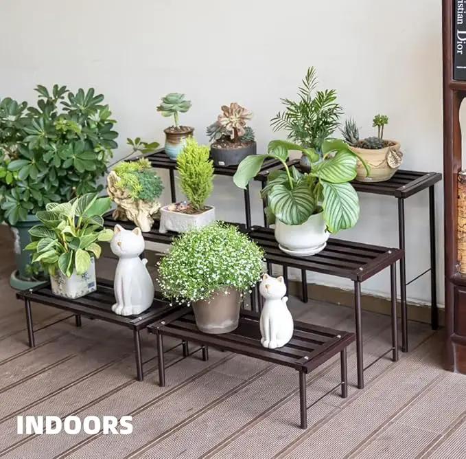 Metal Plant Stand, Rust-proof Aluminum Flower Pot Stand, Plants Display Stands Decoration Racks for Living Room Balconies and Gardens (90 Ebony) by GreenHaven Gardens