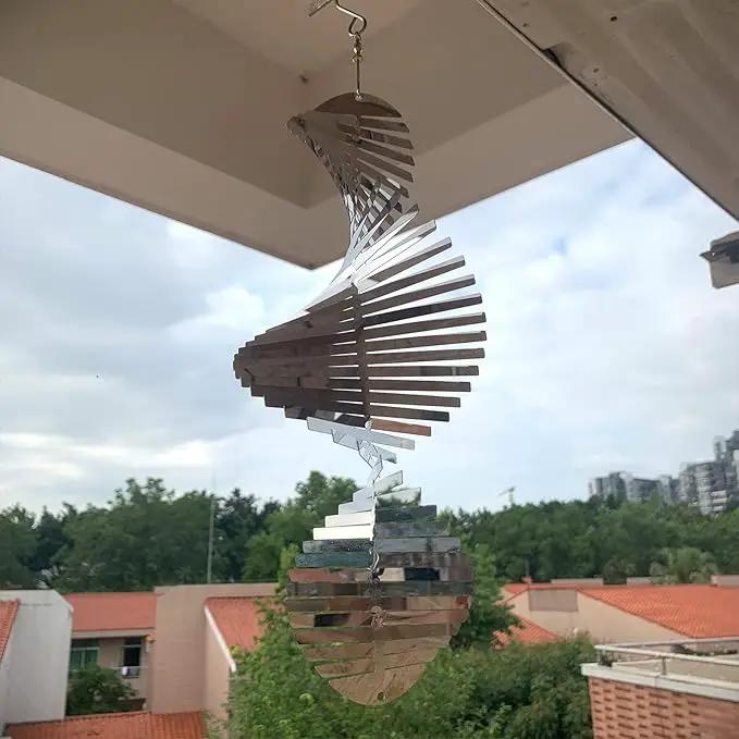 Hanging Wind Spinners Stainless Steel Metal Outdoor Garden Decor, Highly Reflective Bird Deterrent to Scare Birds Away from Yard Patio Farm 12inch by GreenHaven Gardens