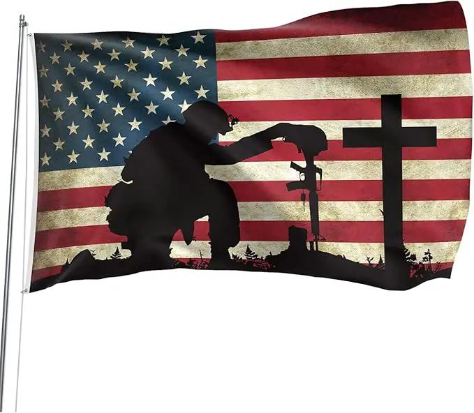 Memorial Day Flag 3x5 Ft for Outdoor Flag, Faith Over Fear Flag Remember Our Heroes Christian American Flags for Outside 3x5 Ft Double Sided Christian Banners with Brass Grommets by GreenHaven Gardens