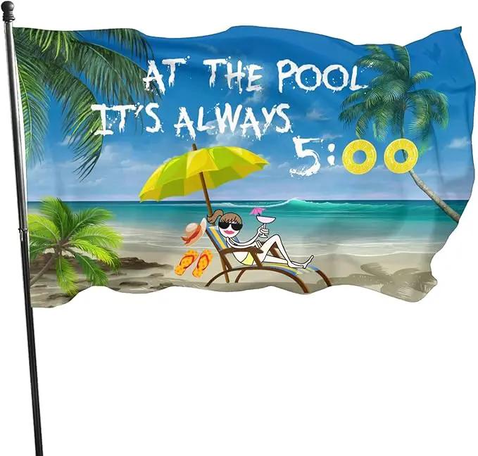 At The Pool It'S Always 5 00 Flag 3x5 Ft Outdoor Decoration Banner House Flags Yard Farmhouse Garden Indoor Sign by GreenHaven Gardens