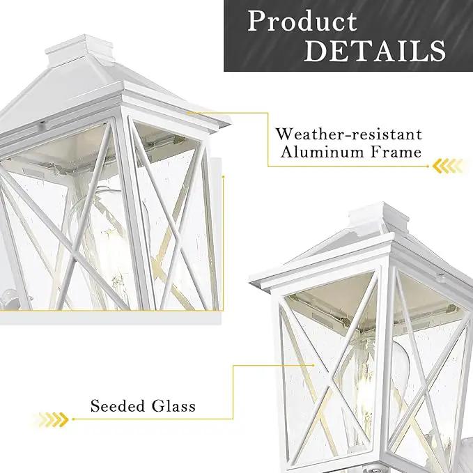 Darkaway Outdoor Wall Light Fixture,Outside Porch Lights Wall Mounted Seeded Glass Exterior Waterproof Lantern Modern E26 Socket Wall Sconce Lighting for Front Door Yard Patio by GreenHaven Gardens