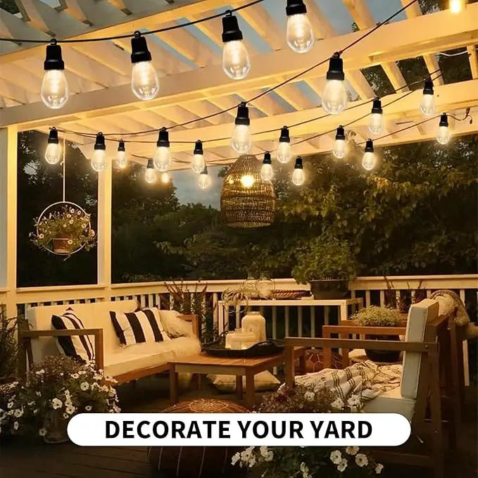 LED Outdoor String Lights 27FT,Patio lLights with 10 Dimmable Bulbs,IP66 Waterproof Shatterproof, with Remote Control,2700k Outside Hanging Lights for Backyard Porch Garden Decoration by GreenHaven Gardens