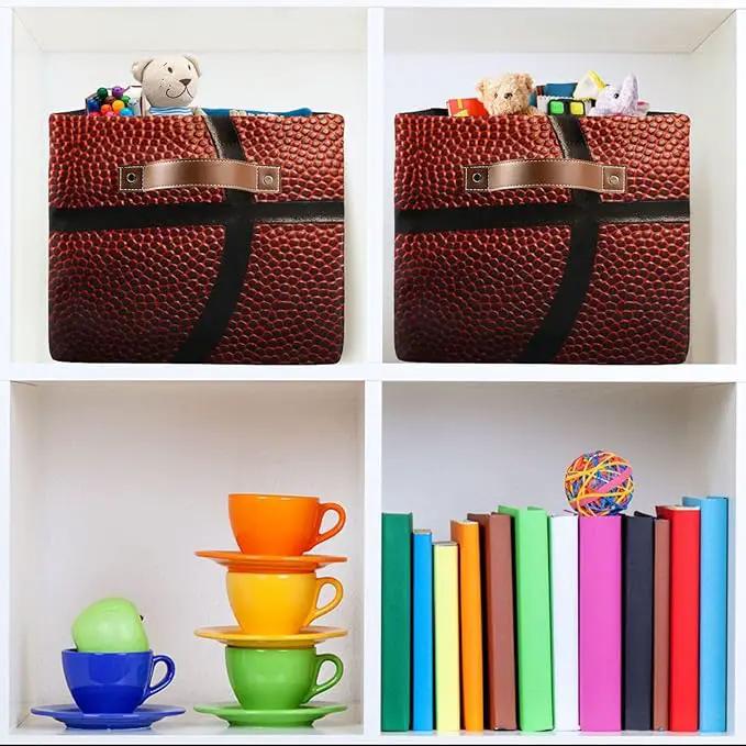 Basketball Print Rectangular Storage Basket Organizer Bin Shelf Baskets For Clothes Gifts For Home Office Dorm by GreenHaven Gardens