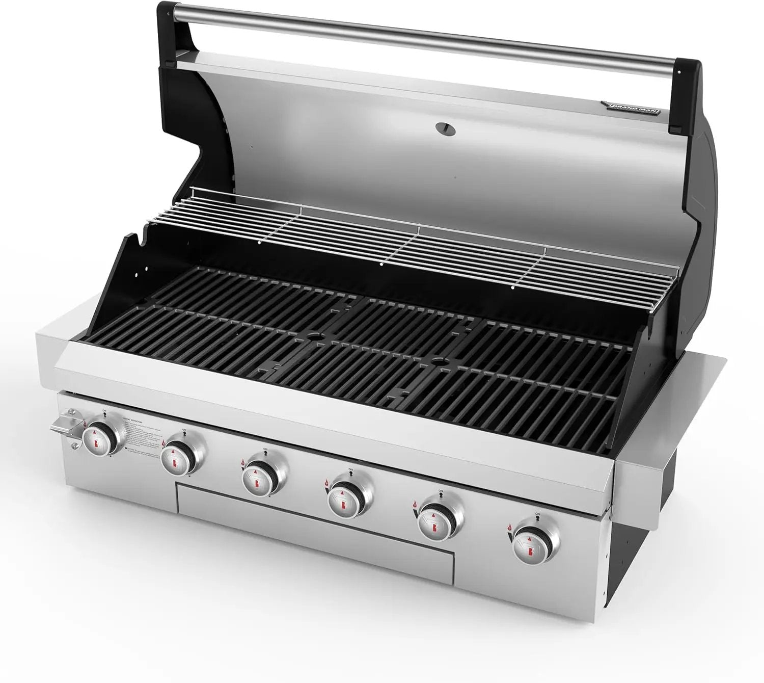 Brand-Man Propane Gas Grill, 40-Inch 6-Burner Built-In Head BBQ Island Outdoor Kitchen, Natural Gas Convertible, Heavy Duty 304 Stainless Steel, 60,000BTUs by GreenHaven Gardens