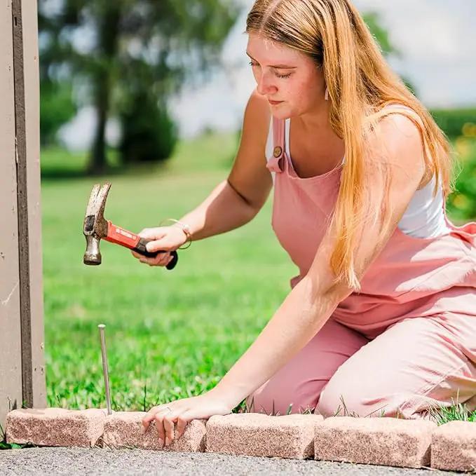 Beuta Landscape Edging | Garden Edging Border | Faux Stone Bricks for Lawn edging, Flower beds, Pathways & Yard Edging– 4 Packs | Each Section Has 6 Bricks 48"L x 4"W x 2.25"H | 12 Spikes |Sandstone by GreenHaven Gardens