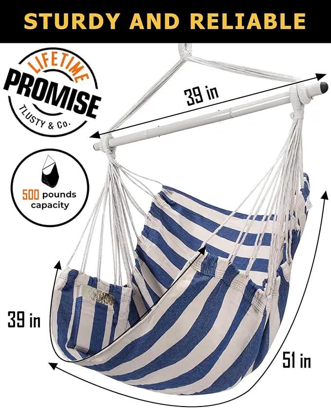 ADVOKAIR Hammock Chair Swing & Cover Set (500 lbs Max) – Hanging Rope Swing for Bedroom, Outdoor, Patio, Porch with Sturdy Steel Bar & Anti-Slip Rings + All-Weather Rain Cover for Storage Protection by GreenHaven Gardens