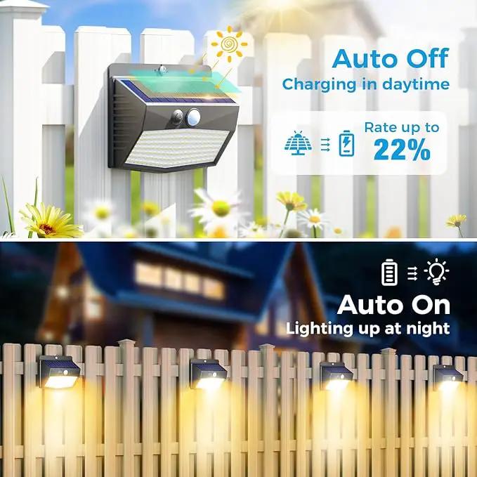 Solar Motion Sensor Lights Outdoor [ 12 Packs/138 LED ] Solar Fence Lights with 3 Lighting Modes, Solar Powered Security Lights Waterproof for Outside Yard Garden Backyard Deck Step Garage,Warm White by GreenHaven Gardens