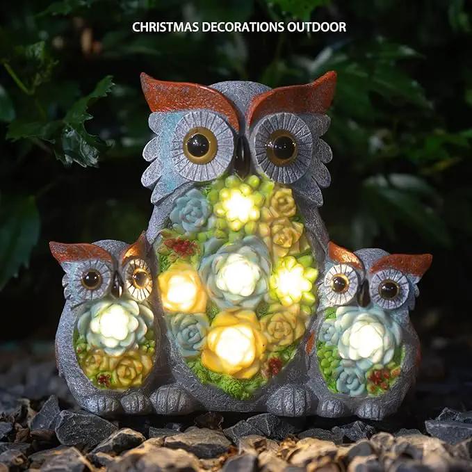 Solar Garden Statue Lights Owl Figurine with LED Lights, Outdoor Garden Succulent Ornaments Waterproof Decoration for Outside Patio Yard Lawn Decor by GreenHaven Gardens