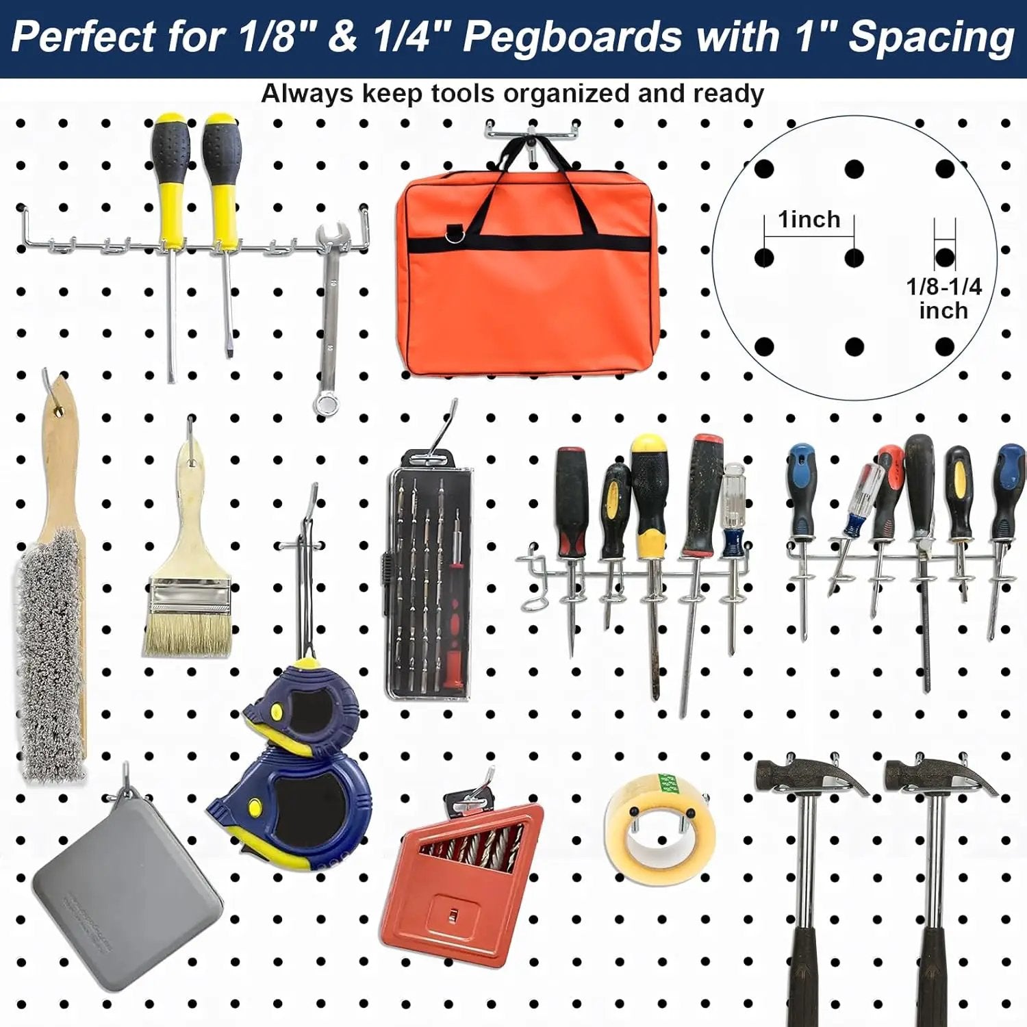 17-in-1 Pegboard Hooks Assortment - 143 Pcs 14 Sizes Peg Board Organizer Accessories Kit with 6 Pegboard Bins, 30 Silicone & 42 Stainless Steel Peg Hook Locks for 1/4" and 1/8" Pegboards Hanging Tools by GreenHaven Gardens