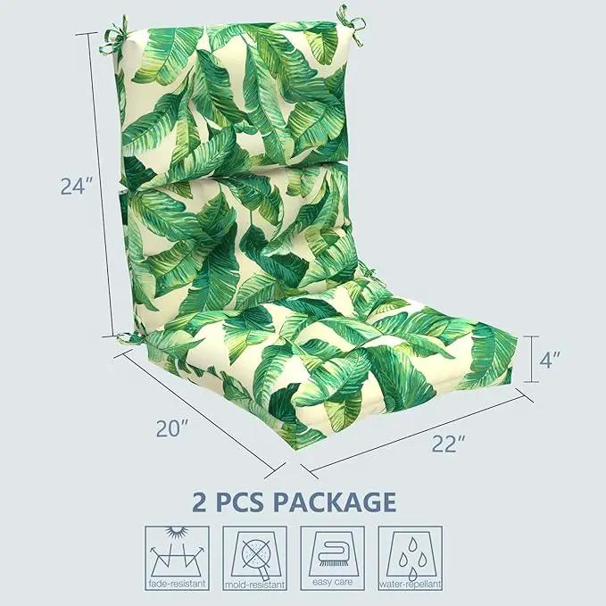 LVTXIII Outdoor Adirondack Chair Cushions, L44” x W22” x H4 Patio Tufted High Back Cushions, Seasonal Replacement Rocking Chair Cushion for Home Garden Furnitue, Set of 2, Swaying Palms Capri by GreenHaven Gardens