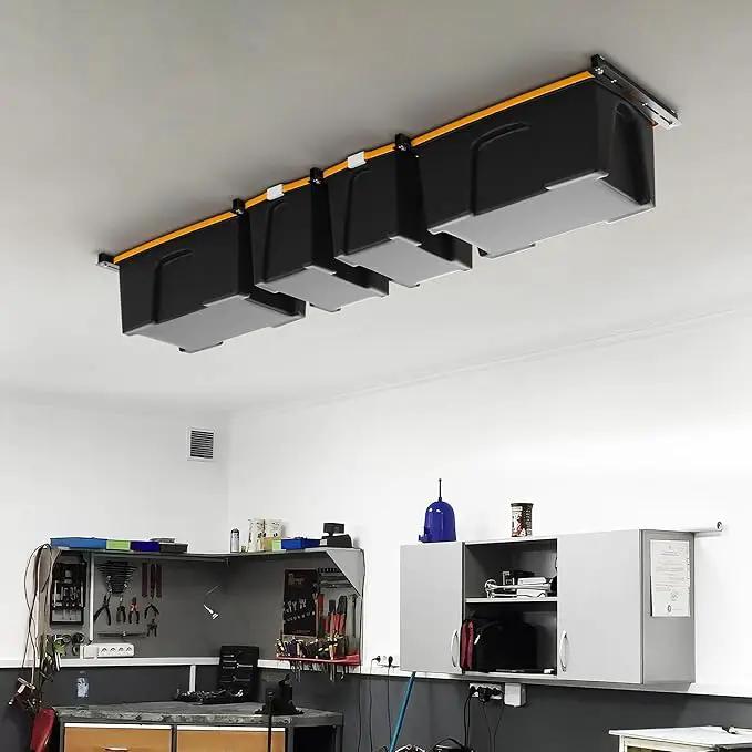 Ultrawall Overhead Garage Storage Rack, Heavy Duty Ceiling Storage Rack, 26 Inch Adjustable Ceiling Bin Storage System, 5 Sets for 4 Bins by GreenHaven Gardens
