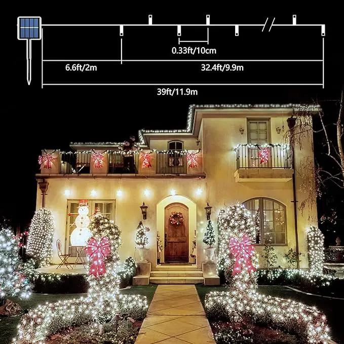 Voolex 4-Pack Solar Christmas String Lights Outdoor - 100LED 33FT Solar Powered LED String Light Waterproof with 8 Modes for Garden, Fence, Holiday, Party, Balcony, Xmas Decorations Cold White by GreenHaven Gardens