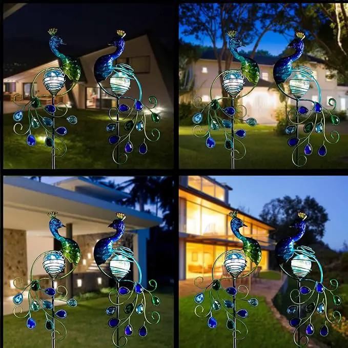 Viveta Garden Solar Lights Decorative, 2 Pack Metal Peacock Solar Lights Stake for Outdoor Garden Patio Yard Lawn Decorations by GreenHaven Gardens