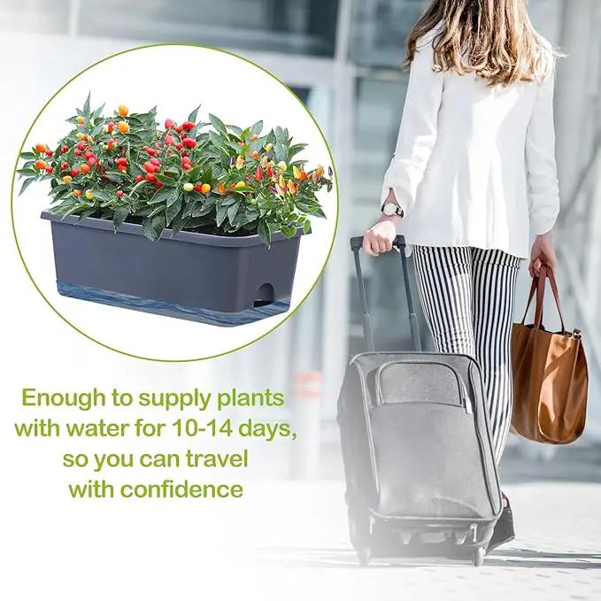 Window Box Planter 8 Pcs, 17 Inches Rectangle Flower Pots with Drainage Holes and Trays, Vegetable Planters for Windowsill Patio Garden Balcony Home Porch Yard Indoor Outdoor (Grey) by GreenHaven Gardens