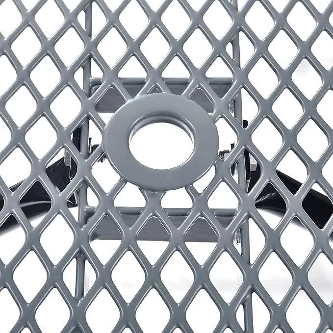 Global Industrial 8’L Rectangular Picnic Table, Expanded Metal, Gray Thermoplastic Coating, Attached Benches, 1-1/2” Umbrella Pole Hole, Outdoor-Rated, 1000 lb Capacity, 96” x 30” Tabletop by GreenHaven Gardens