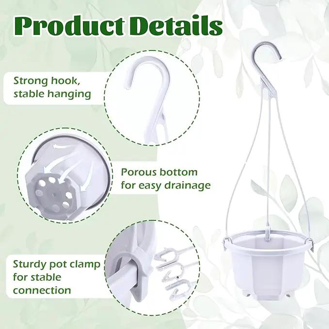 Roshtia 24 Pcs Hanging Plastic Planter Pot with Hook Flower Pots Baskets Hanging Nursery Planter Holder for Outdoor Indoor Plant Garden(Ceramic White,3.7 Inch) by GreenHaven Gardens