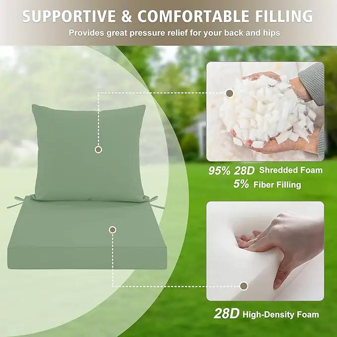 Outdoor Chair Cushions, Waterproof Outdoor Cushions for Patio Furniture w/Fade-Resistant, Removable & Machine-Washable Covers, 19x19 Inch, Ideal for Seat in Gardens/Porch – Set of 1/2/4, Sage Green by GreenHaven Gardens