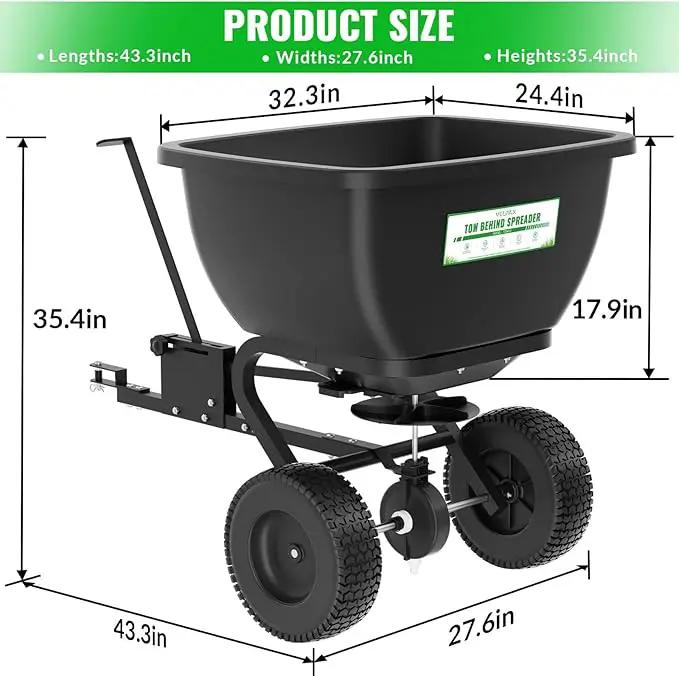 200LB Tow Behind Broadcast Spreader, Fertilizer Spreader Holds up to 550 lbs with 13" Pneumatic Tires and Adjustable Flow Control Lever,for Fertilizer, Grass Seed, Salt, Ice Melt, Lawn by GreenHaven Gardens