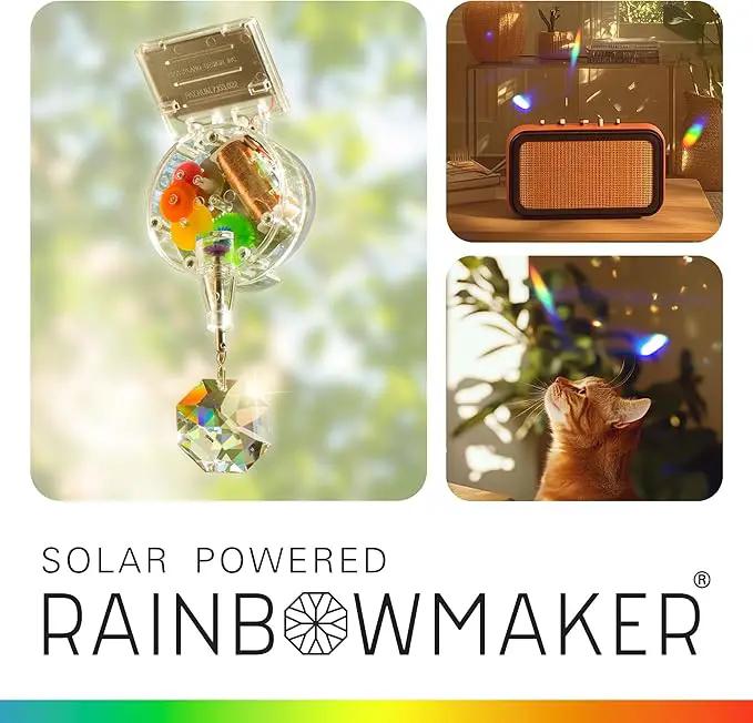 Kikkerland Solar Powered Rainbow Maker – Prism Suncatcher, Fun Home Window Decor – Unique Gift for Christmas & Birthdays – Single Crystal by GreenHaven Gardens