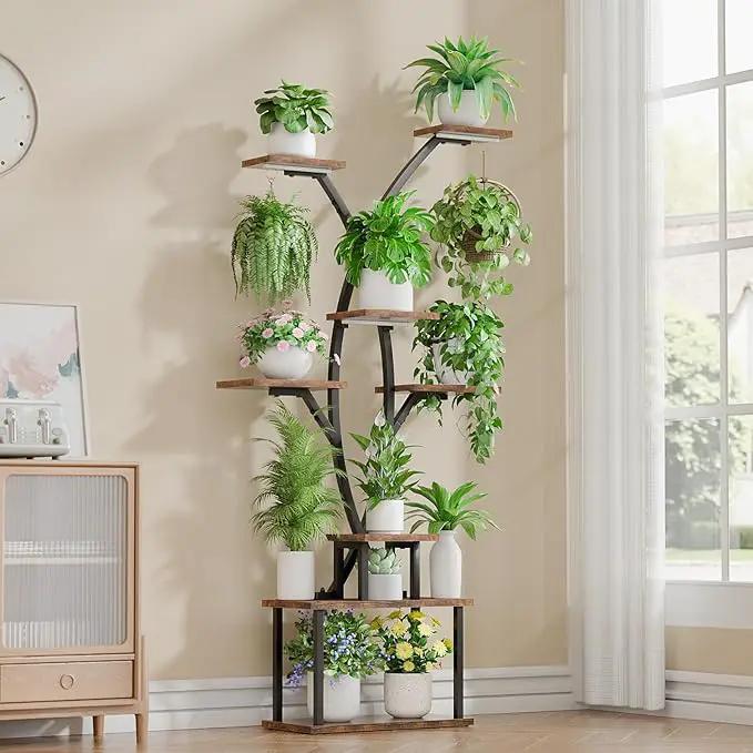 64.8" Tall Plant Stand Indoor with Grow Lights, 7 Tiered Metal Corner Plant Shelf Display Rack for Indoor Plants, Large Flower Holder Stand for Living room, Patio, Bedroom by GreenHaven Gardens