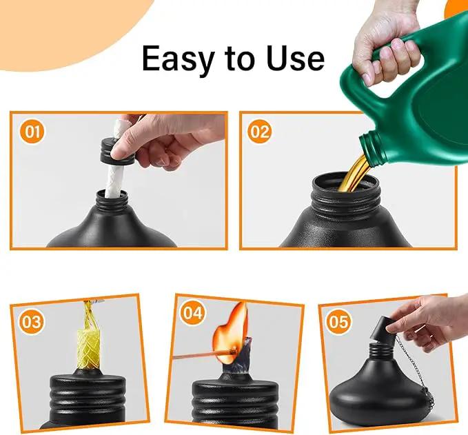 Upgraded Tabletop Torches Set of 4, 24oz Citronella Candles for Outdoor, Metal Table Top Torches for Outside, Refillable Torch Lanterns for Patio, Yard, Deck, Garden, Party by GreenHaven Gardens