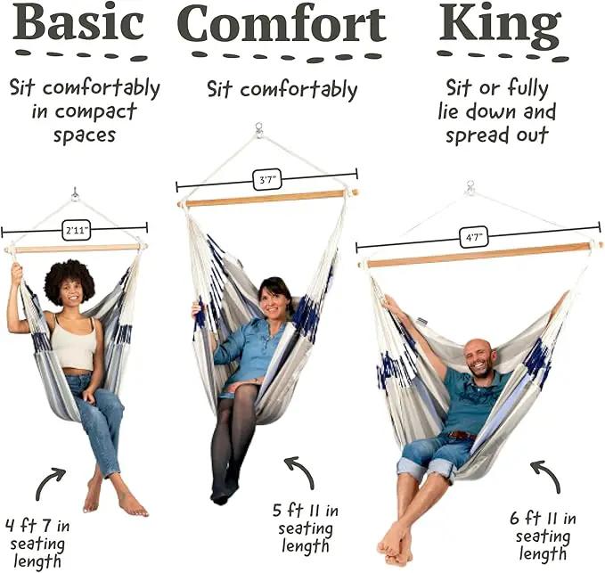 LA SIESTA® - Large Comfort Domingo Hammock Swing Chair & CasaMount - Weather & Tear Resistant Hanging Chair - Outdoor Indoor Hammock Chair w/Suspension Kit for Walls Ceilings Square Beams - Sea Salt by GreenHaven Gardens