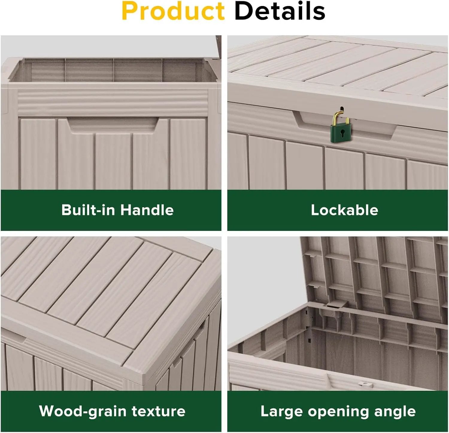 45 Gallon Waterproof Large Resin Deck Box Indoor/Outdoor Lockable Storage Container and Seating for Garden, Pool, and Patio (45 Gallon, Grey) by GreenHaven Gardens