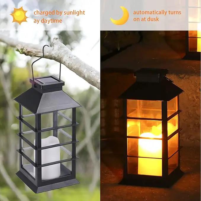 LED Solar Lantern - Outdoor Hanging Solar Lights Waterproof Flickering Flame Candle Light for Patio Courtyard Garden Decorative(2 Pack) by GreenHaven Gardens