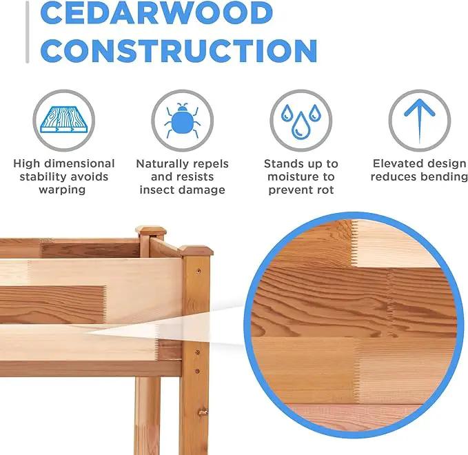 Jumbl, Cedar Raised Garden Bed, Elevated Wood Planter for Growing Fresh Herbs, Vegetables, Flowers, Succulents - 72x23x30” by GreenHaven Gardens