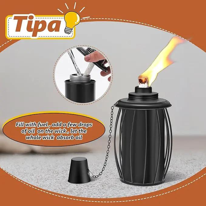 4-Pack Upgraded Torch Canisters,16oz Replacement Torch Refillable Canisters with Wicks,Caps, Outdoor Citronella Fuel Torch Canister for Luau Party, DIY Garden Decor. by GreenHaven Gardens