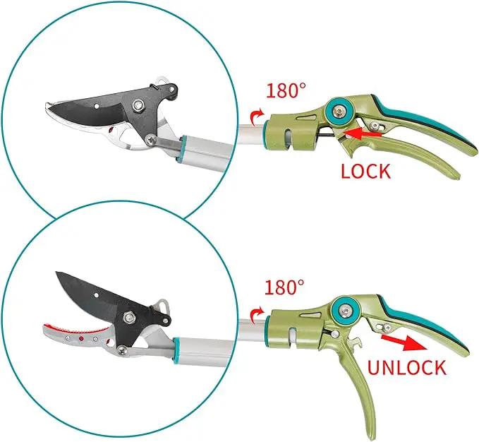 GARTOL Cut & Hold Pole Pruner, 4.2 FT Lightweight Fruit Picker with 180° Rotating Handle, SK5 Steel Blade Cuts up to 1/2 Inch, Long Reach Garden Tree Trimmer & Branch Cutter for Shrubs, Bushes by GreenHaven Gardens