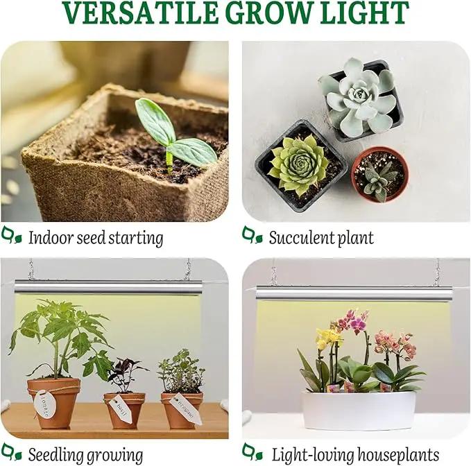SOLIGT Grow Lights for Seed Starting, 2FT LED Full Spectrum Seedling Lights with Stand for Indoor Plants Vegetable Growing, Duoble Brightness, Height Adjustable, Energy Efficient by GreenHaven Gardens