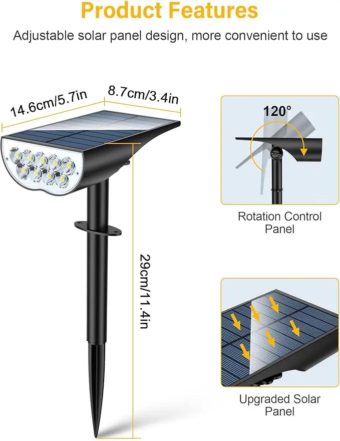 BAXIA TECHNOLOGY Solar Spot Lights Outdoor Waterproof, 3 Lighting Modes Solar Landscape Lights, Dusk to Dawn Spot Light for Yard Garden Pathway Driveway, Warm White, 6 Pack by GreenHaven Gardens