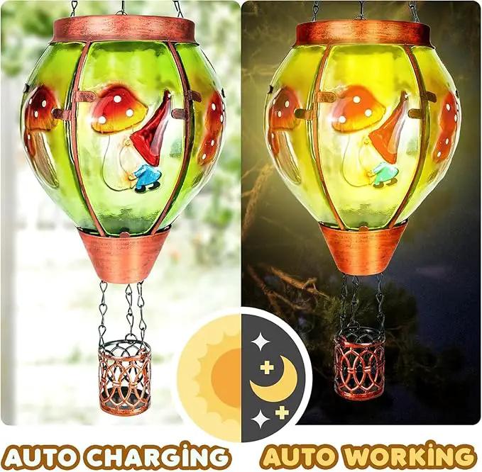 Solar Hot Air Balloon Lantern with Flame， Outdoor Solar Lanterns for Outside Garden Yard Farmhouse Patio Pathway Decoration, Gifts for Women Grandma Mom - Style A by GreenHaven Gardens