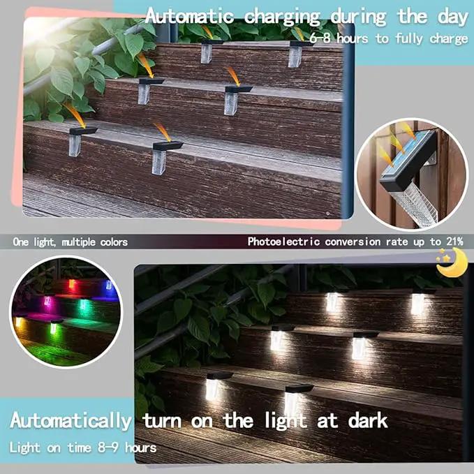 [4-Pack] Outdoor Solar Lights, Waterproof Induction Stair Step Lights, IP65 Waterproof, Automatically Light up at Dark, Suitable for Stairs, Garden Fences, Flower Bed Decorations and terraces by GreenHaven Gardens