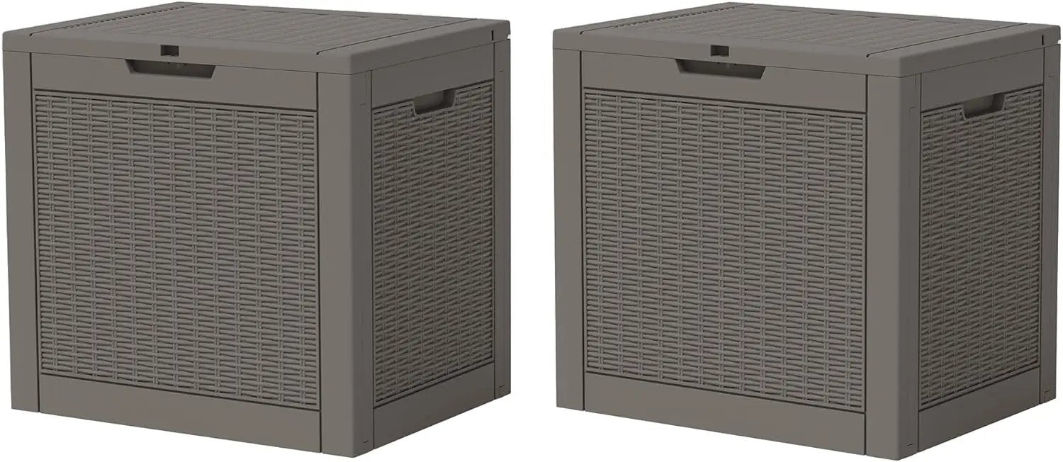 KAMABOKO 31 Gallon Outdoor Storage Box 2 Pack All-Weather Deck Box for Patio Furniture, Package Deliveries, Garden Tools, Pool Supplies & Cushions, Grey by GreenHaven Gardens