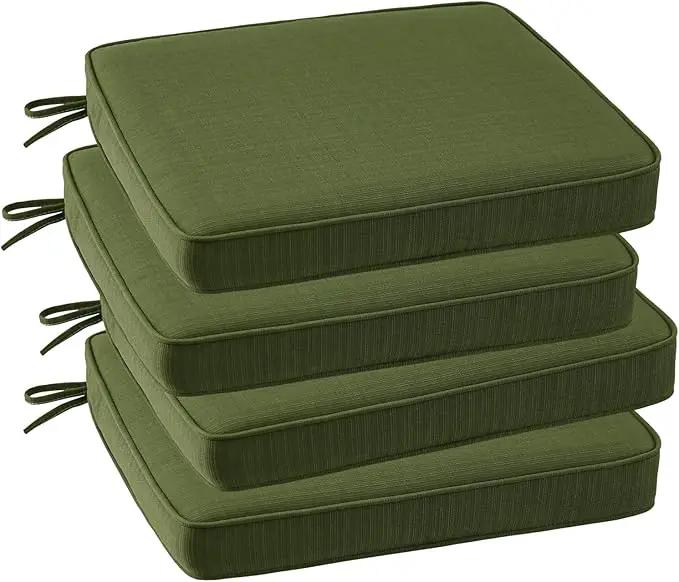 Outdoor Square Corner Seat Cushion, 19"x19"x3", Set of 4, Non Slip Seat Cushion Pads with Removable Cover for Patio Furniture, Garden Yard Lawn, Deep Forest Green by GreenHaven Gardens