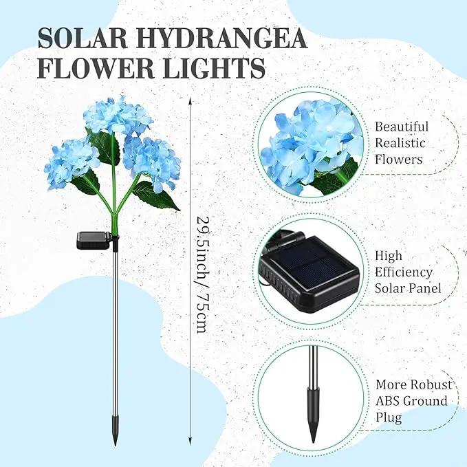Treela 4 Pack Solar Lights Flowers Outdoor Waterproof Hydrangea Garden Stake Lights Realistic LED Flowers Powered Decorative Ground Solar Flower for Lawn Yard Backyard Decoration Gift(Blue) by GreenHaven Gardens